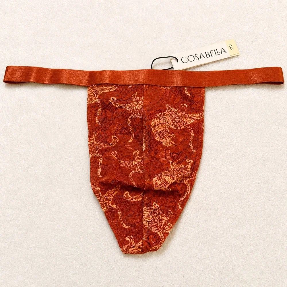 COSABELLA NSN Men's Italian Thong Sahara Tiger Orange Lace‎ - XL / NWT